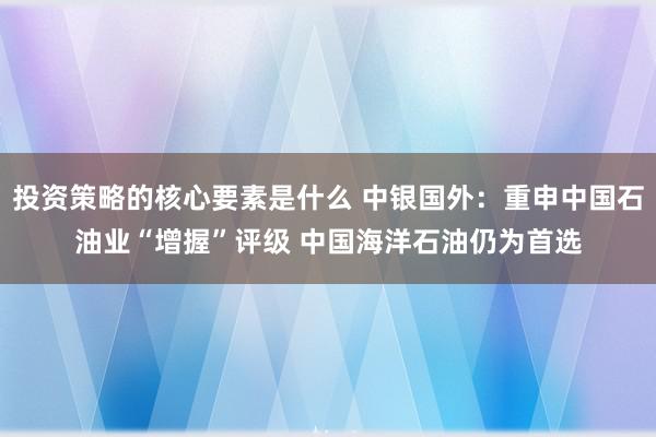 投资策略的核心要素是什么 中银国外：重申中国石油业“增握”评级 中国海洋石油仍为首选