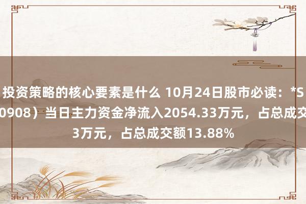 投资策略的核心要素是什么 10月24日股市必读：*ST景峰（000908）当日主力资金净流入2054.33万元，占总成交额13.88%