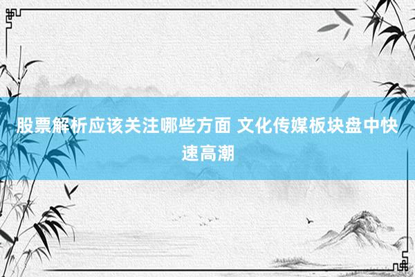 股票解析应该关注哪些方面 文化传媒板块盘中快速高潮