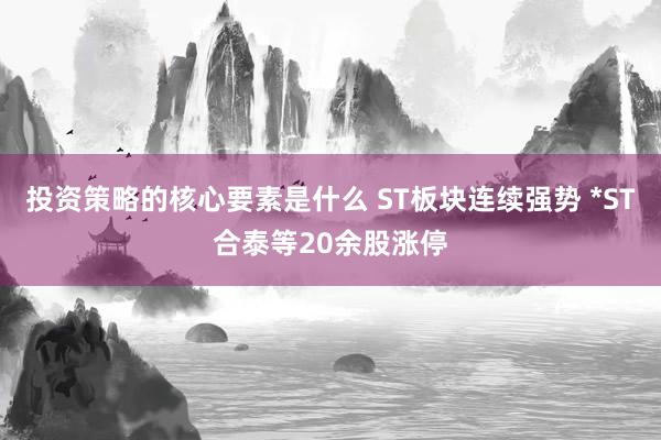 投资策略的核心要素是什么 ST板块连续强势 *ST合泰等20余股涨停