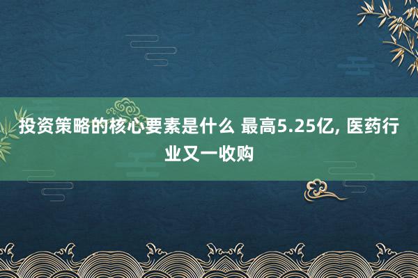 投资策略的核心要素是什么 最高5.25亿, 医药行业又一收购