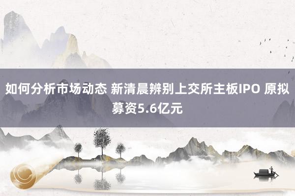 如何分析市场动态 新清晨辨别上交所主板IPO 原拟募资5.6亿元