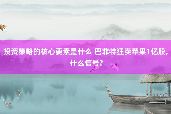 投资策略的核心要素是什么 巴菲特狂卖苹果1亿股, 什么信号?