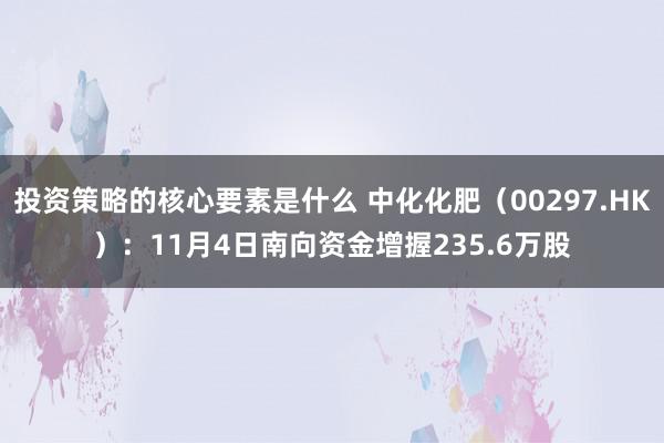 投资策略的核心要素是什么 中化化肥（00297.HK）：11月4日南向资金增握235.6万股