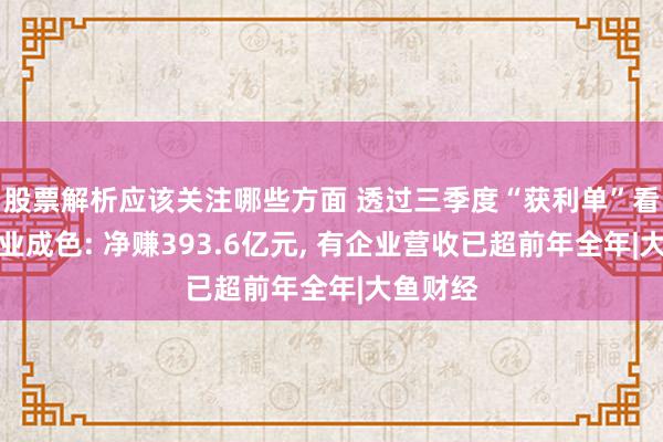 股票解析应该关注哪些方面 透过三季度“获利单”看省属企业成色: 净赚393.6亿元, 有企业营收已超前年全年|大鱼财经