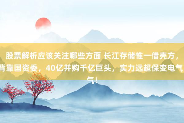 股票解析应该关注哪些方面 长江存储惟一借壳方，背靠国资委，40亿并购千亿巨头，实力远超保变电气！