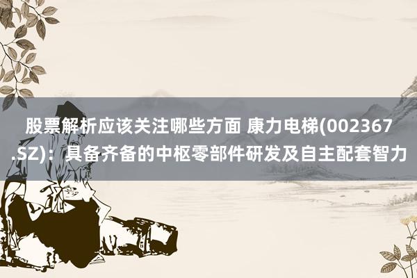 股票解析应该关注哪些方面 康力电梯(002367.SZ)：具备齐备的中枢零部件研发及自主配套智力