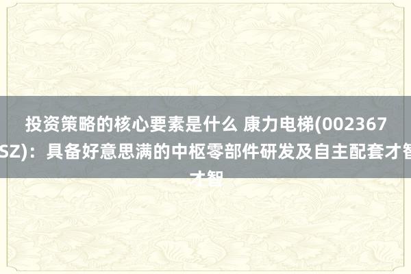 投资策略的核心要素是什么 康力电梯(002367.SZ)：具备好意思满的中枢零部件研发及自主配套才智