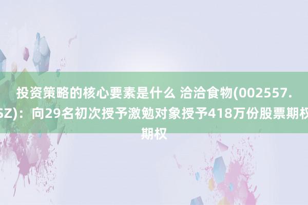 投资策略的核心要素是什么 洽洽食物(002557.SZ)：向29名初次授予激勉对象授予418万份股票期权