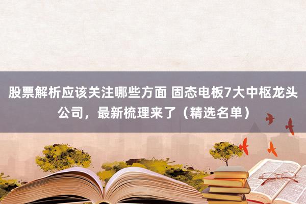 股票解析应该关注哪些方面 固态电板7大中枢龙头公司，最新梳理来了（精选名单）