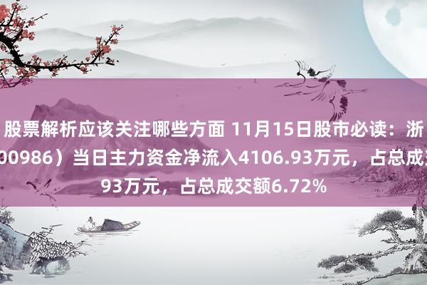 股票解析应该关注哪些方面 11月15日股市必读：浙文互联（600986）当日主力资金净流入4106.93万元，占总成交额6.72%