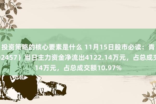 投资策略的核心要素是什么 11月15日股市必读：青龙管业（002457）当日主力资金净流出4122.14万元，占总成交额10.97%