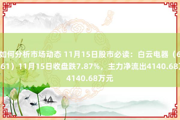 如何分析市场动态 11月15日股市必读：白云电器（603861）11月15日收盘跌7.87%，主力净流出4140.68万元