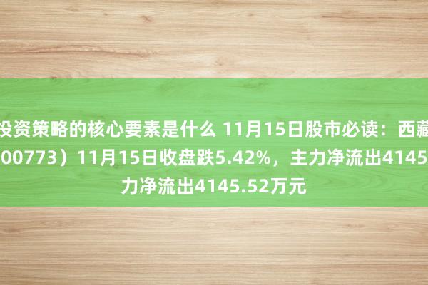 投资策略的核心要素是什么 11月15日股市必读：西藏城投（600773）11月15日收盘跌5.42%，主力净流出4145.52万元