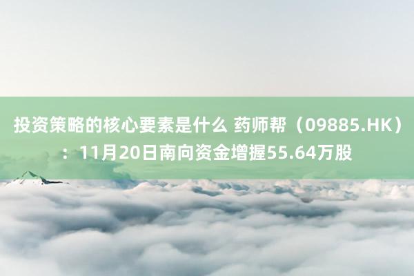 投资策略的核心要素是什么 药师帮（09885.HK）：11月20日南向资金增握55.64万股