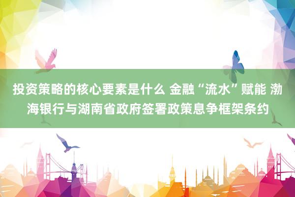 投资策略的核心要素是什么 金融“流水”赋能 渤海银行与湖南省政府签署政策息争框架条约