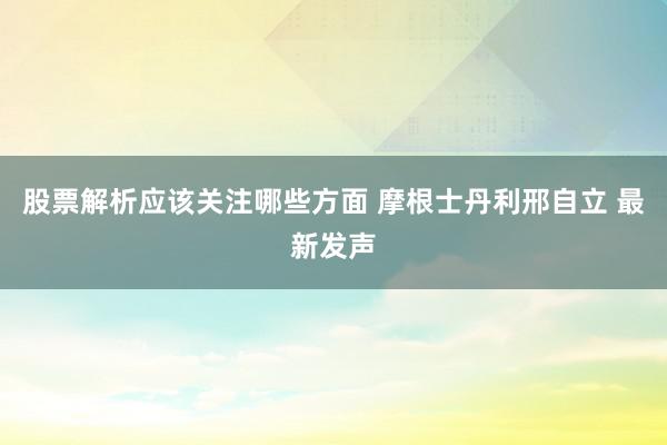 股票解析应该关注哪些方面 摩根士丹利邢自立 最新发声