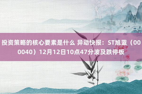 投资策略的核心要素是什么 异动快报：ST旭蓝（000040）12月12日10点47分波及跌停板