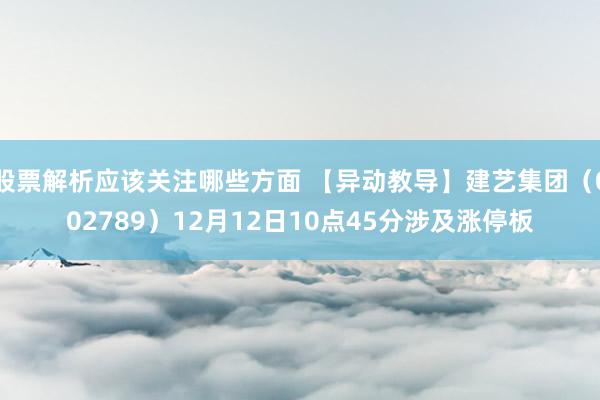 股票解析应该关注哪些方面 【异动教导】建艺集团（002789）12月12日10点45分涉及涨停板