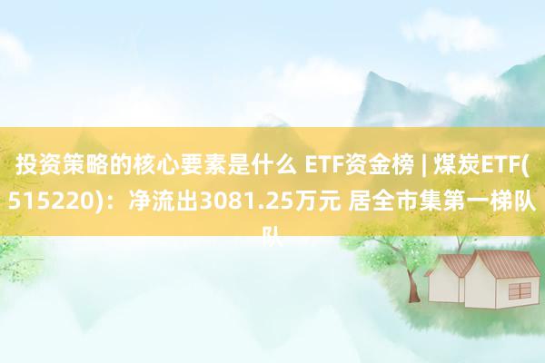 投资策略的核心要素是什么 ETF资金榜 | 煤炭ETF(515220)：净流出3081.25万元 居全市集第一梯队