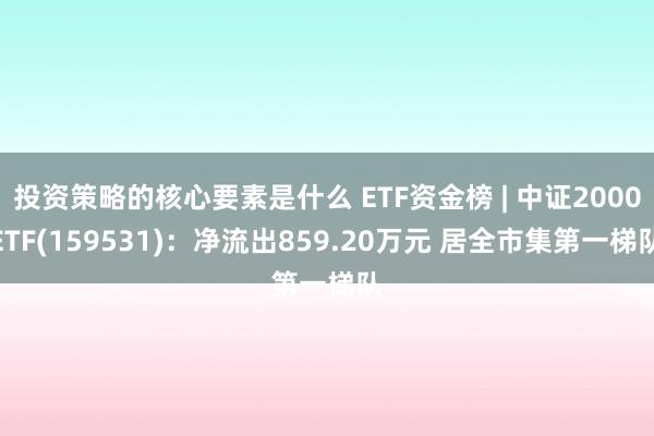 投资策略的核心要素是什么 ETF资金榜 | 中证2000ETF(159531)：净流出859.20万元 居全市集第一梯队