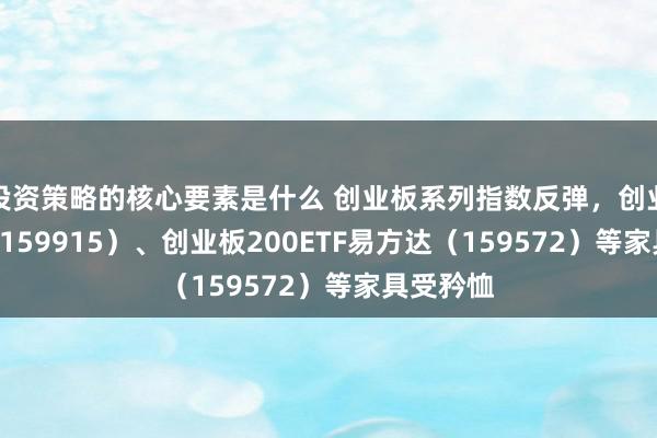 投资策略的核心要素是什么 创业板系列指数反弹，创业板ETF（159915）、创业板200ETF易方达（159572）等家具受矜恤