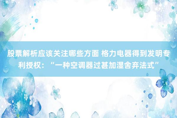 股票解析应该关注哪些方面 格力电器得到发明专利授权：“一种空调器过甚加湿舍弃法式”