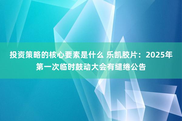 投资策略的核心要素是什么 乐凯胶片：2025年第一次临时鼓动大会有缱绻公告