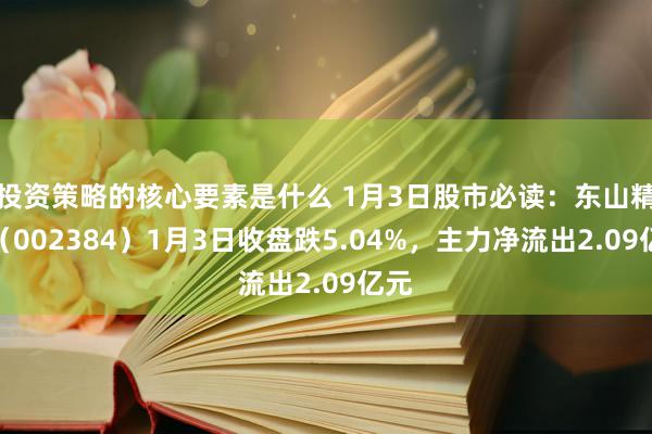 投资策略的核心要素是什么 1月3日股市必读：东山精密（002384）1月3日收盘跌5.04%，主力净流出2.09亿元