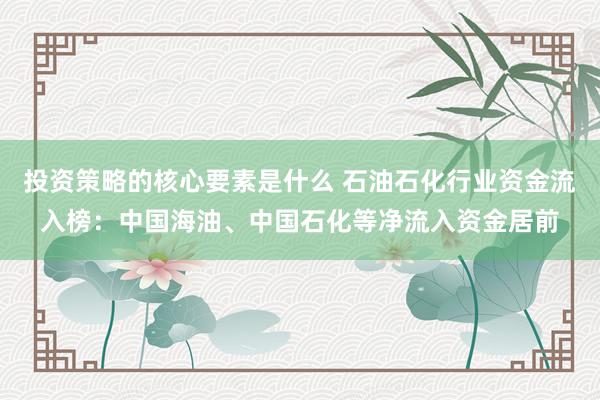 投资策略的核心要素是什么 石油石化行业资金流入榜：中国海油、中国石化等净流入资金居前