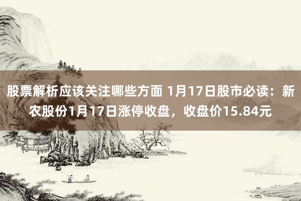 股票解析应该关注哪些方面 1月17日股市必读：新农股份1月17日涨停收盘，收盘价15.84元