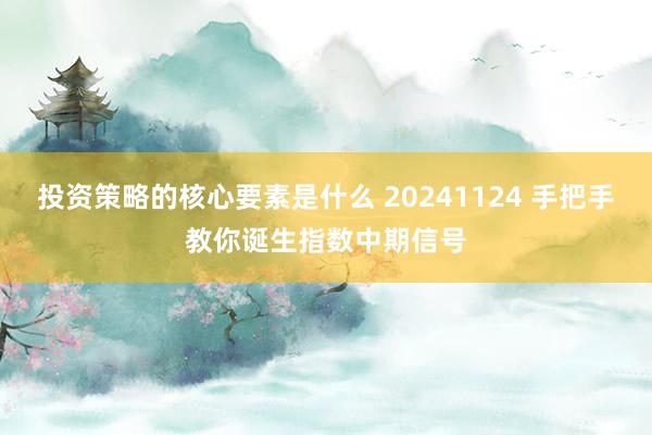 投资策略的核心要素是什么 20241124 手把手教你诞生指数中期信号