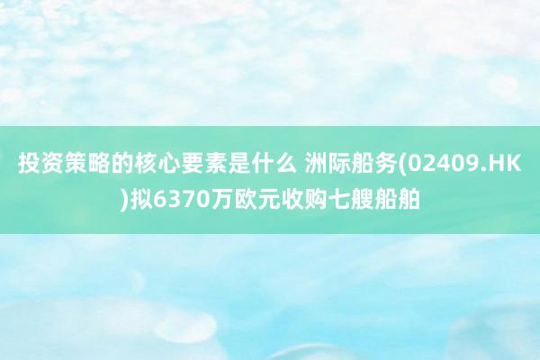 投资策略的核心要素是什么 洲际船务(02409.HK)拟6370万欧元收购七艘船舶