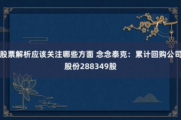 股票解析应该关注哪些方面 念念泰克：累计回购公司股份288349股