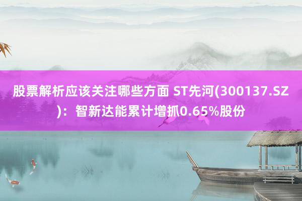 股票解析应该关注哪些方面 ST先河(300137.SZ)：智新达能累计增抓0.65%股份