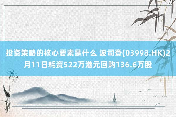 投资策略的核心要素是什么 波司登(03998.HK)2月11日耗资522万港元回购136.6万股