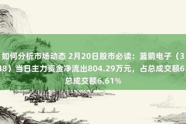 如何分析市场动态 2月20日股市必读：蓝箭电子（301348）当日主力资金净流出804.29万元，占总成交额6.61%