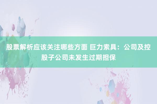 股票解析应该关注哪些方面 巨力索具：公司及控股子公司未发生过期担保