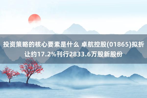 投资策略的核心要素是什么 卓航控股(01865)拟折让约17.2%刊行2833.6万股新股份