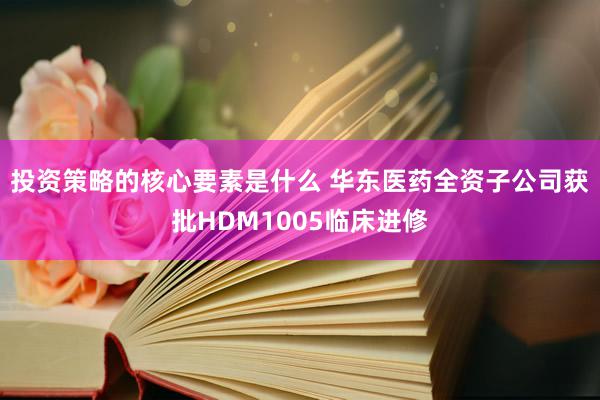 投资策略的核心要素是什么 华东医药全资子公司获批HDM1005临床进修