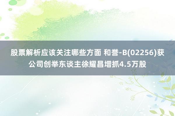 股票解析应该关注哪些方面 和誉-B(02256)获公司创举东谈主徐耀昌增抓4.5万股