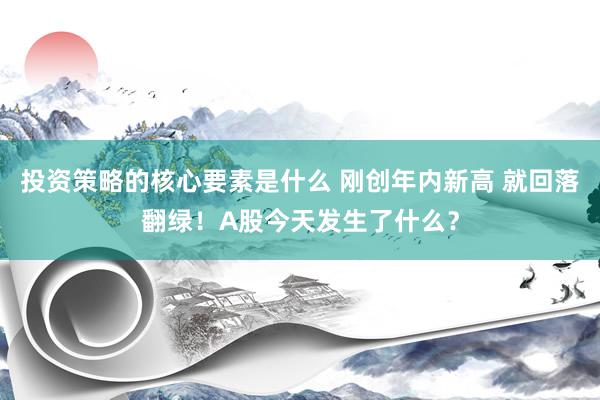 投资策略的核心要素是什么 刚创年内新高 就回落翻绿！A股今天发生了什么？