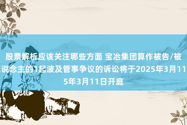 股票解析应该关注哪些方面 宝冶集团算作被告/被上诉东说念主的1起波及管事争议的诉讼将于2025年3月11日开庭